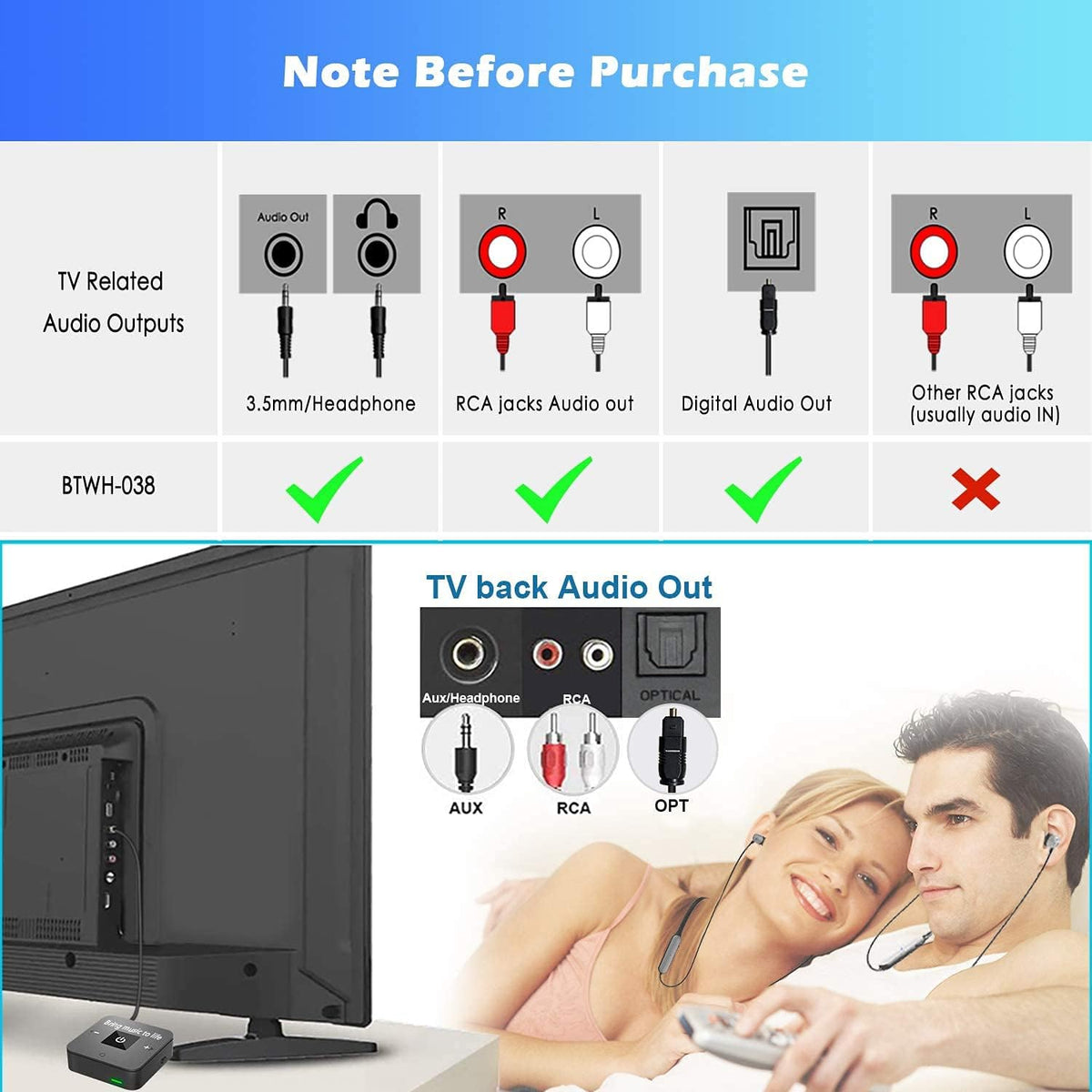 Wireless Headphones with Bluetooth Transmitter R451