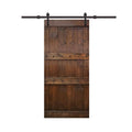 Brown Stained Solid Pine Wood Interior Sliding Barn Door with Hardware Kit S3752