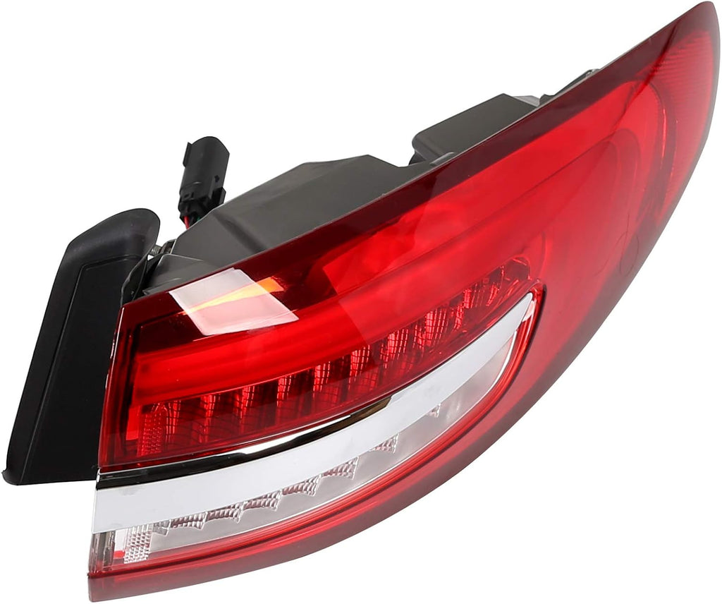 Outer Tail Light Compatible with 2017-2019 Ford Fusion Rear Brake Lamp Pair Red Lens Chrome housing B196