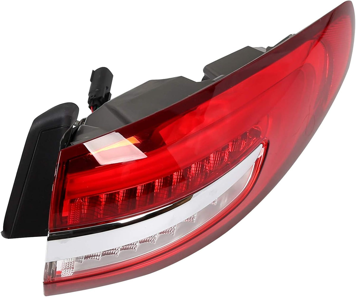 Outer Tail Light Compatible with 2017-2019 Ford Fusion Rear Brake Lamp Pair Red Lens Chrome housing B196