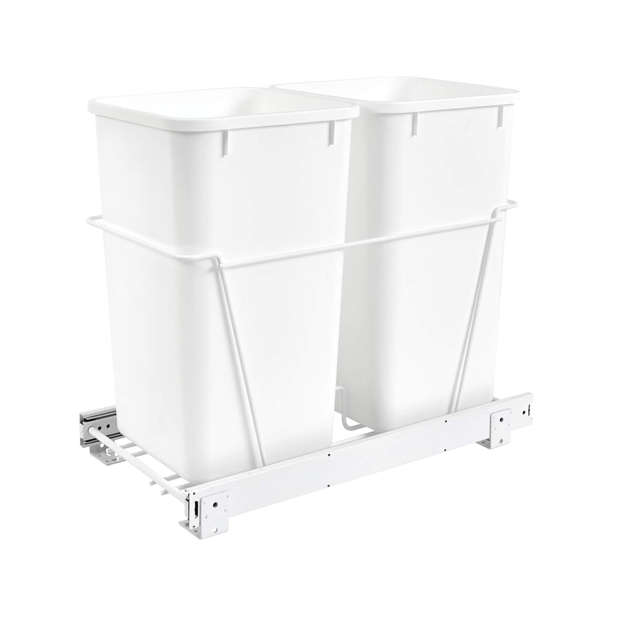 Double 27-Quart Chrome Wire Pullout Trash Can E97346