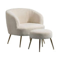 Beige Wool Accent Armchair with Ottoman and Gold Leg F511