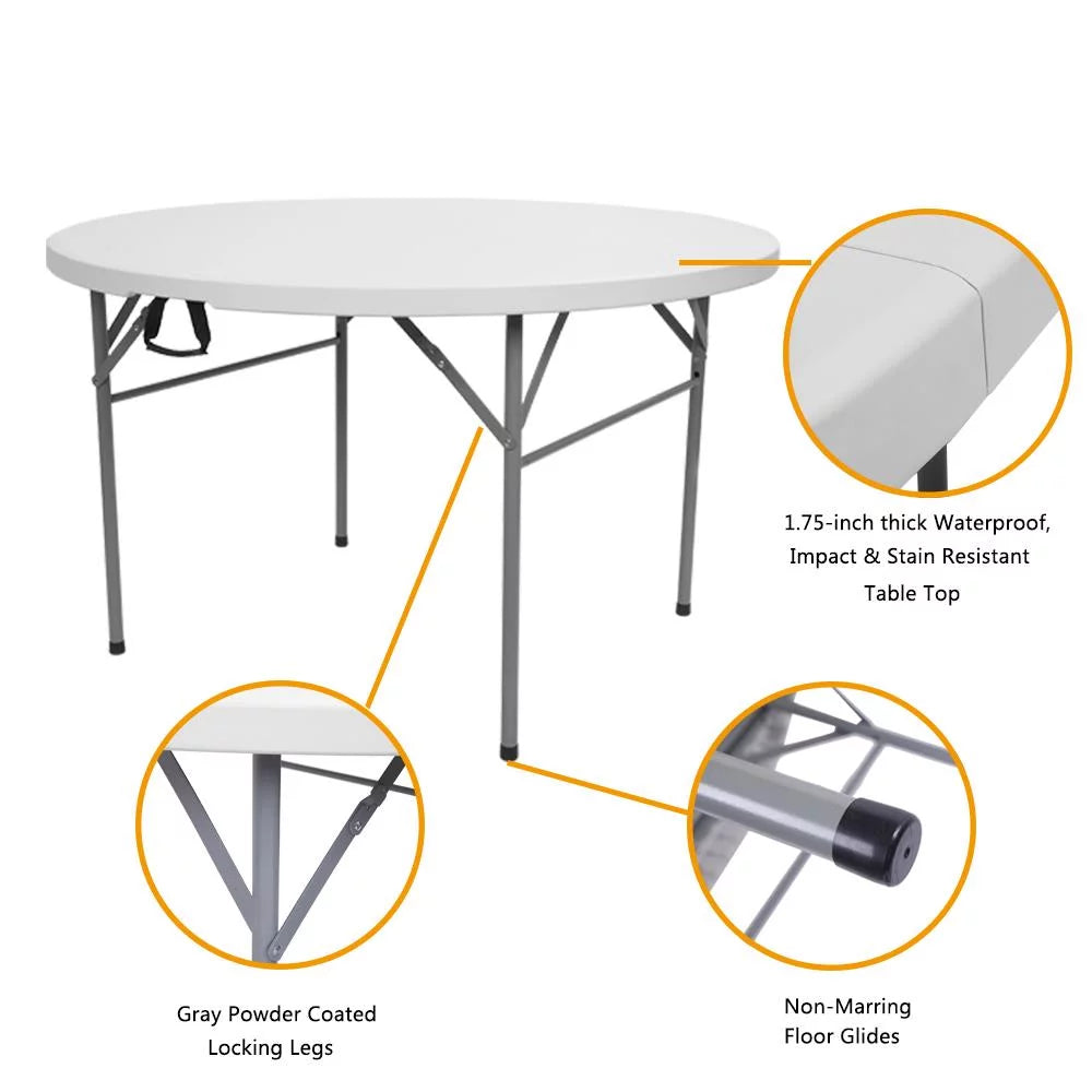 48" Round White Plastic Folding Table J836