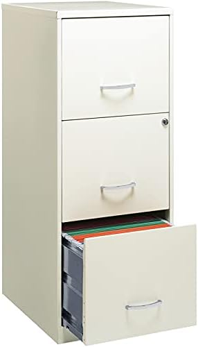 3 Drawer Vertical Metal File Cabinet with Lock Pearl White H8987