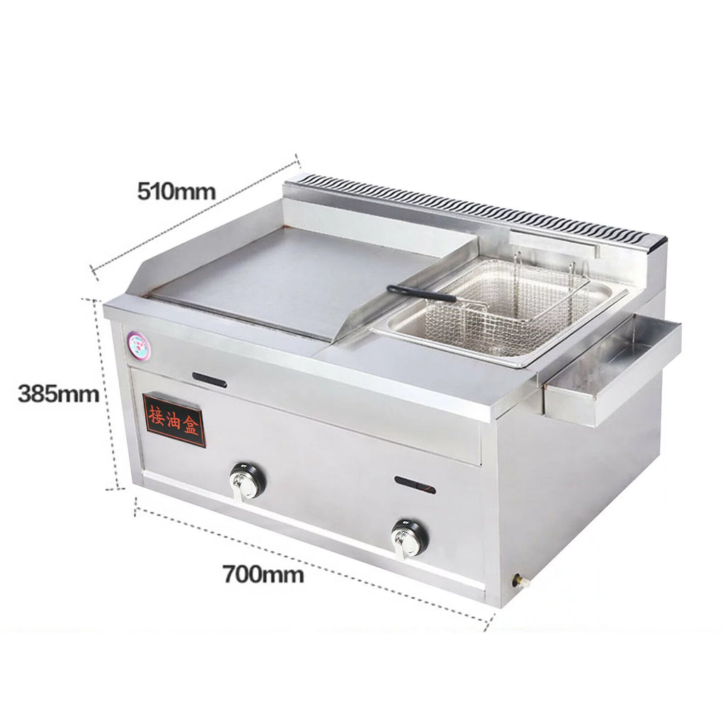 Commercial Gas Griddle Flat Top Grill Deep Fryer Combo L827