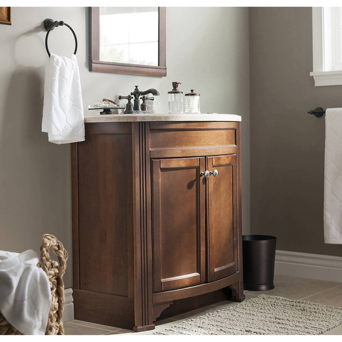 2-Handle Centerset Bathroom Faucet with Pop-Up Drain in Oil-Rubbed Bronze W4496