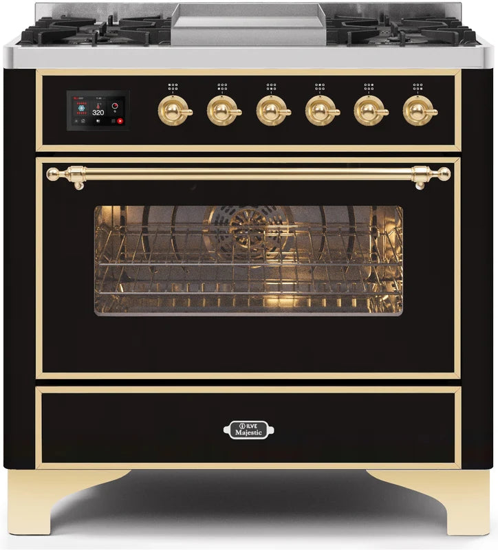 Glossy Black Dual Fuel Natural Gas Range O775289