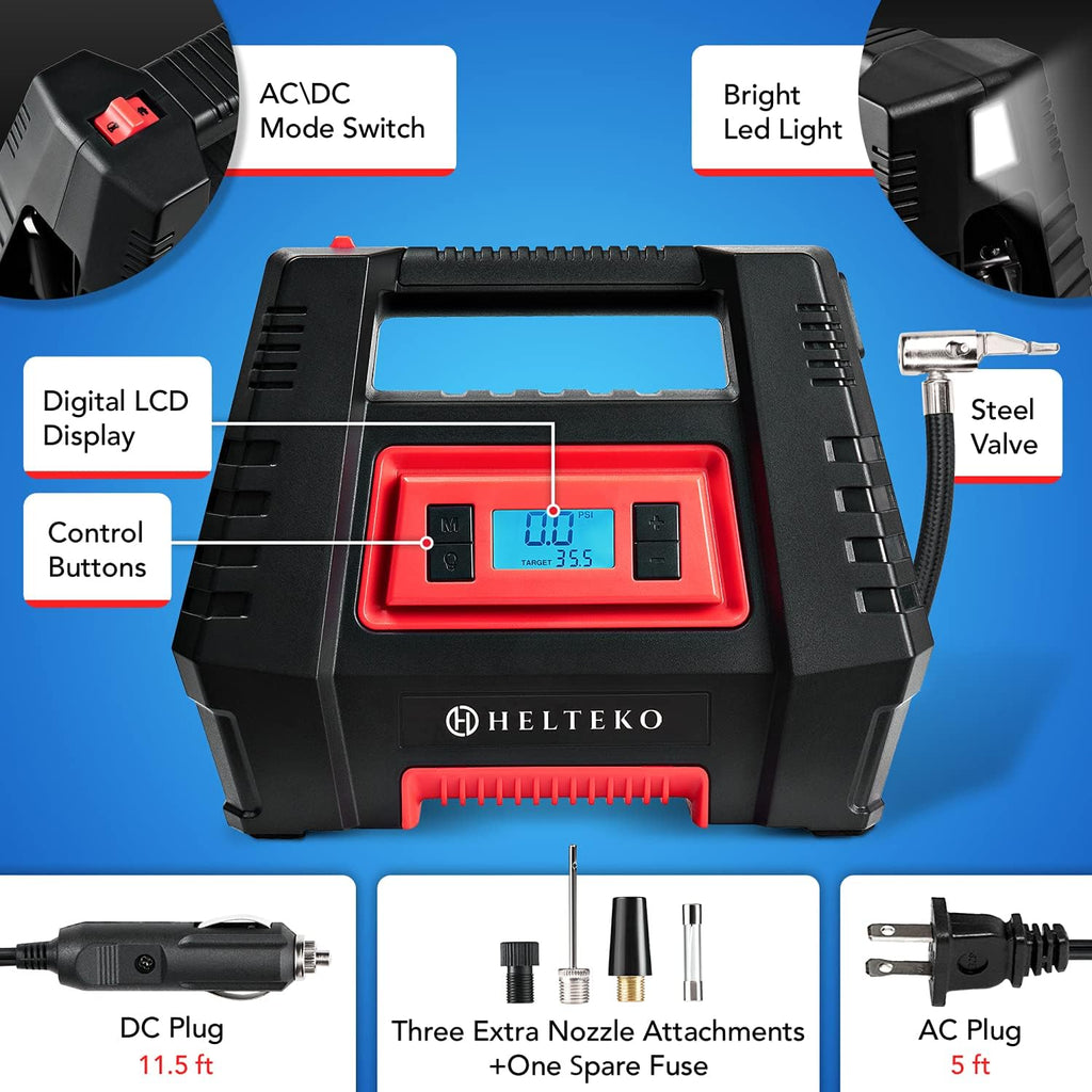 Portable AC/DC Digital Tire Inflator Air Pump T1223