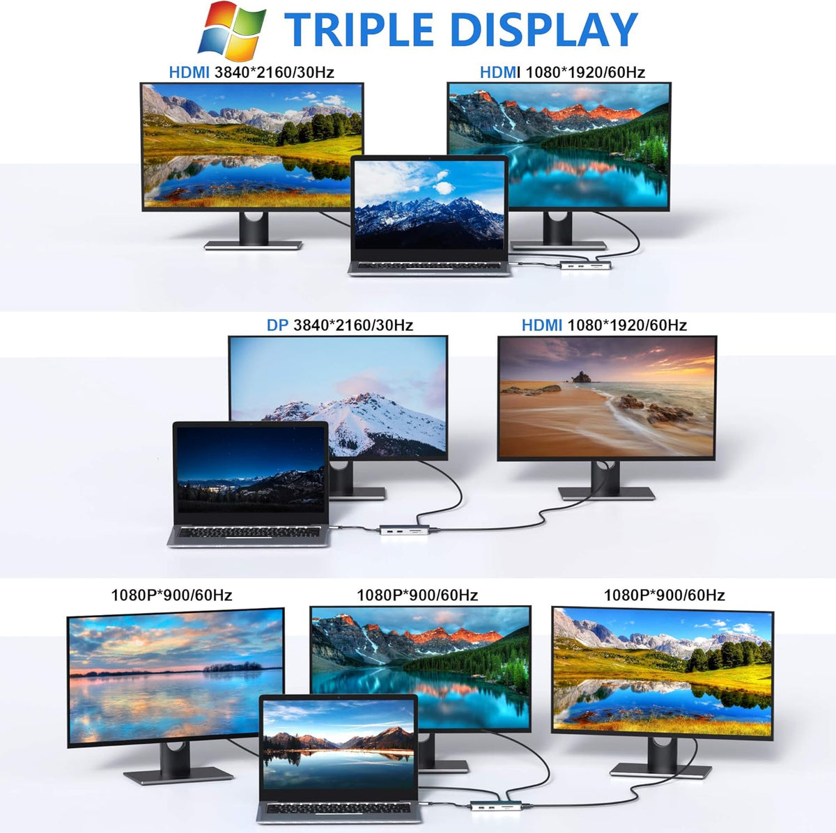 9 in 1 USB C Docking Station with Dual HDMI 4K N513