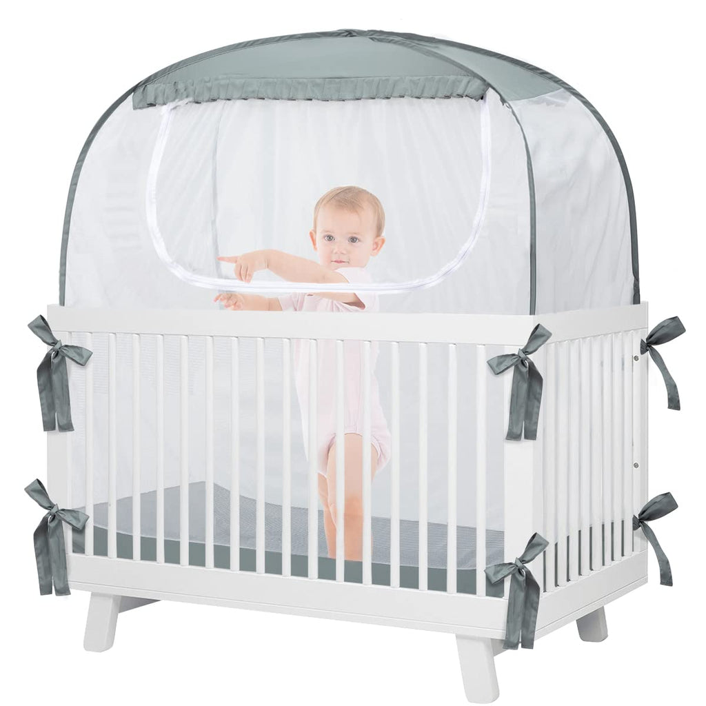 Baby Pop Up Tent, See-Through Breathable Safety Crib Canopy M468
