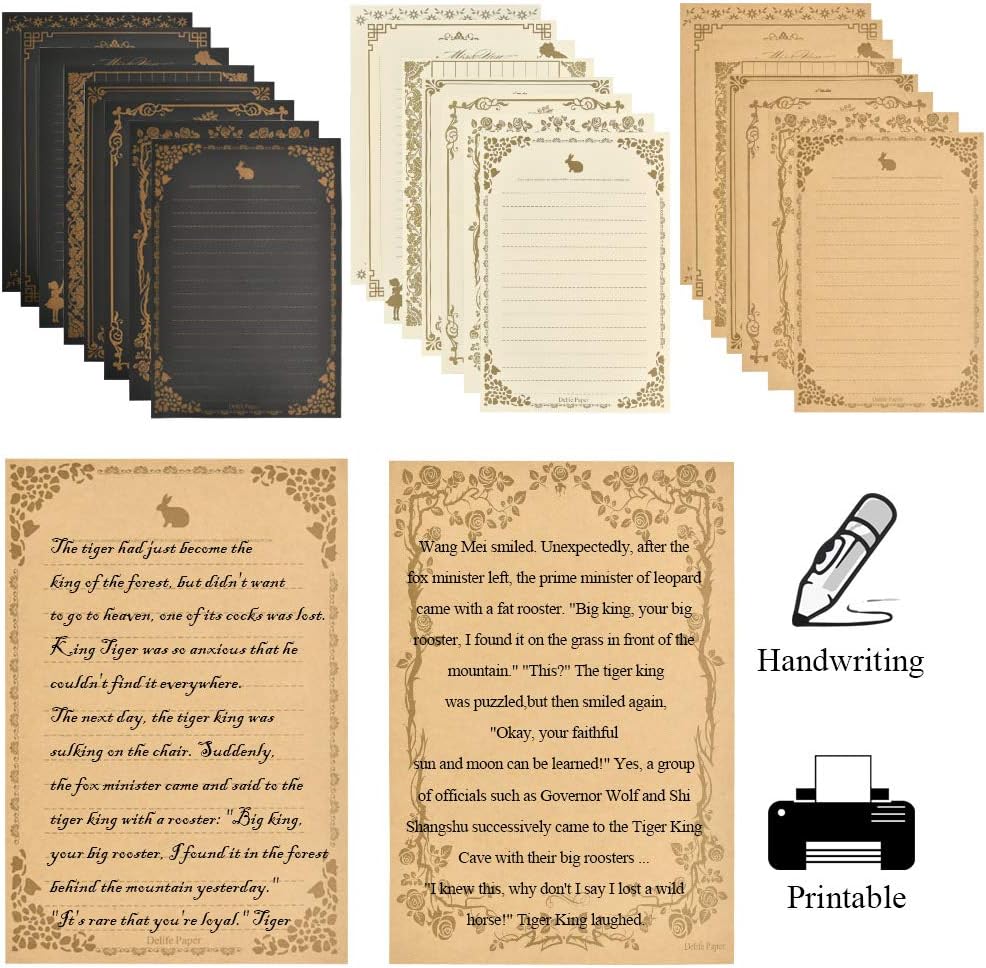 96 Sheets Vintage Stationary Paper and Envelopes Set U144825