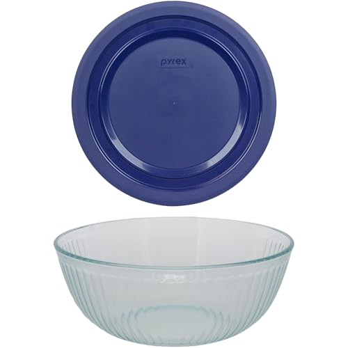 4.5 Quart Glass Mixing Bowl With Blue Lid C33987