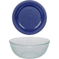 4.5 Quart Glass Mixing Bowl With Blue Lid C33987