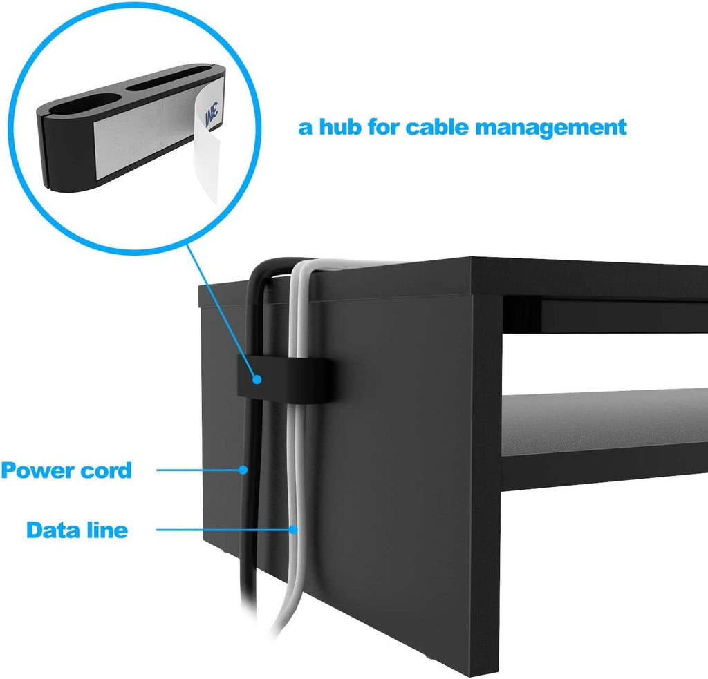2 Tiers Wood Monitor Stand Riser with Storage Organizer V609908