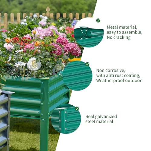 Galvanized Raised Garden Bed with Legs, 48×24×32in Metal Elevated Planter Box with Drainage Holes I682836