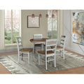 36" Round Solid Wood Pedestal Dining Table with 4 Ladder Back Chairs C1982