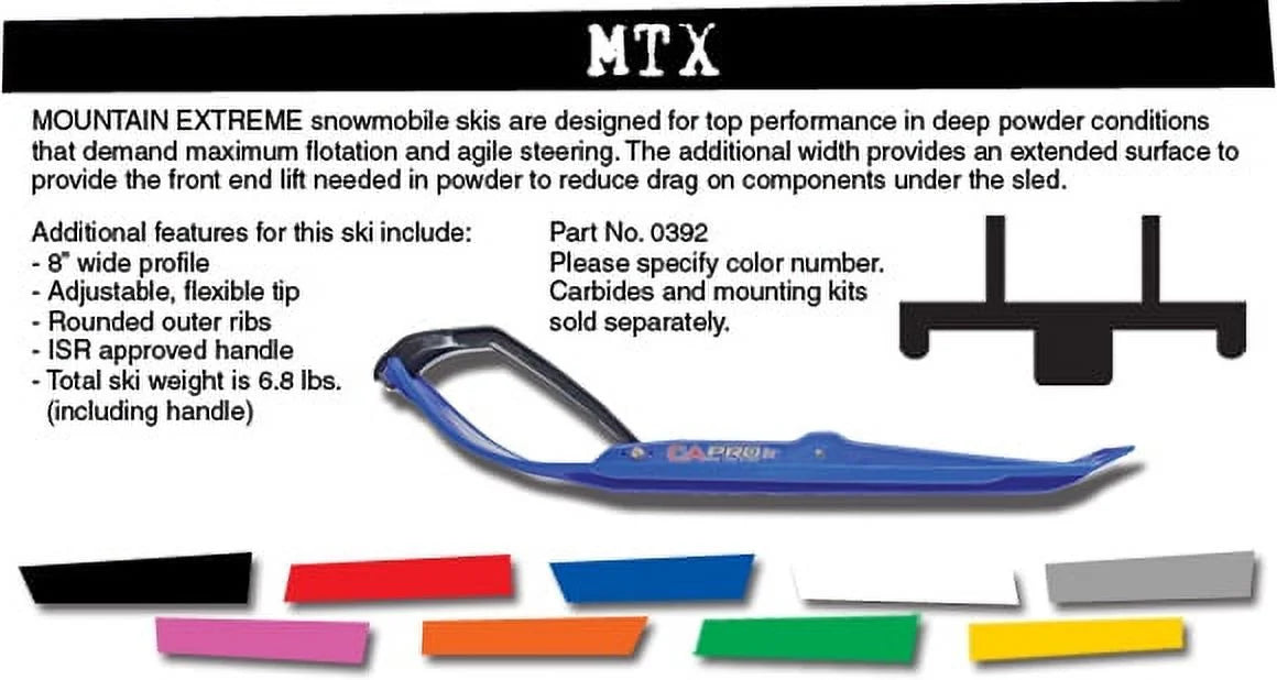 White 8" Snowmobile Skis with Black Loops V488890