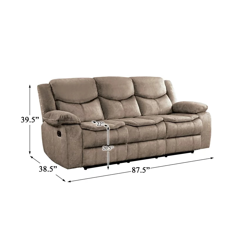 Brown Microfiber Double Reclining Sofa L39172