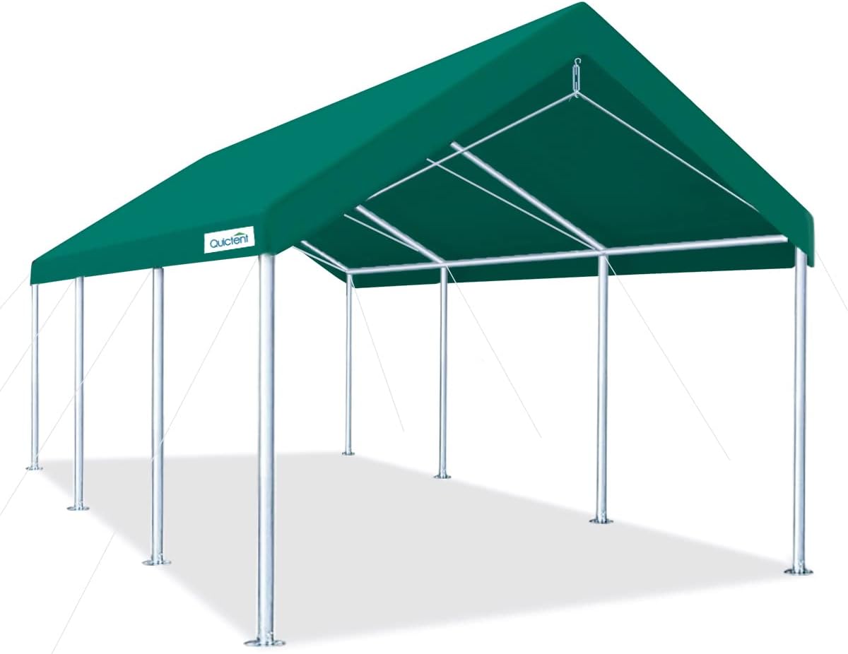 10’x20’ Galvanized Car Canopy Shelter with 4 Reinforced Steel Cables V267078