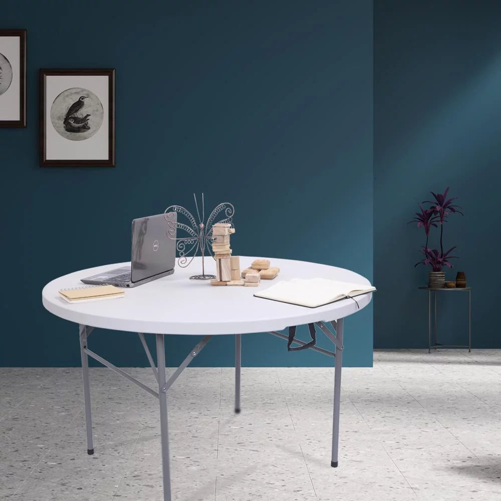 48" Round White Plastic Folding Table J836
