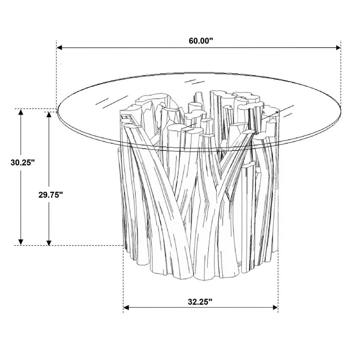 Round Wood & Glass Dining Table S640