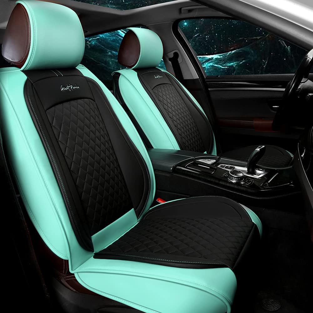 Gray and Black Faux Leather Car Seat Covers (1 Pair) C897