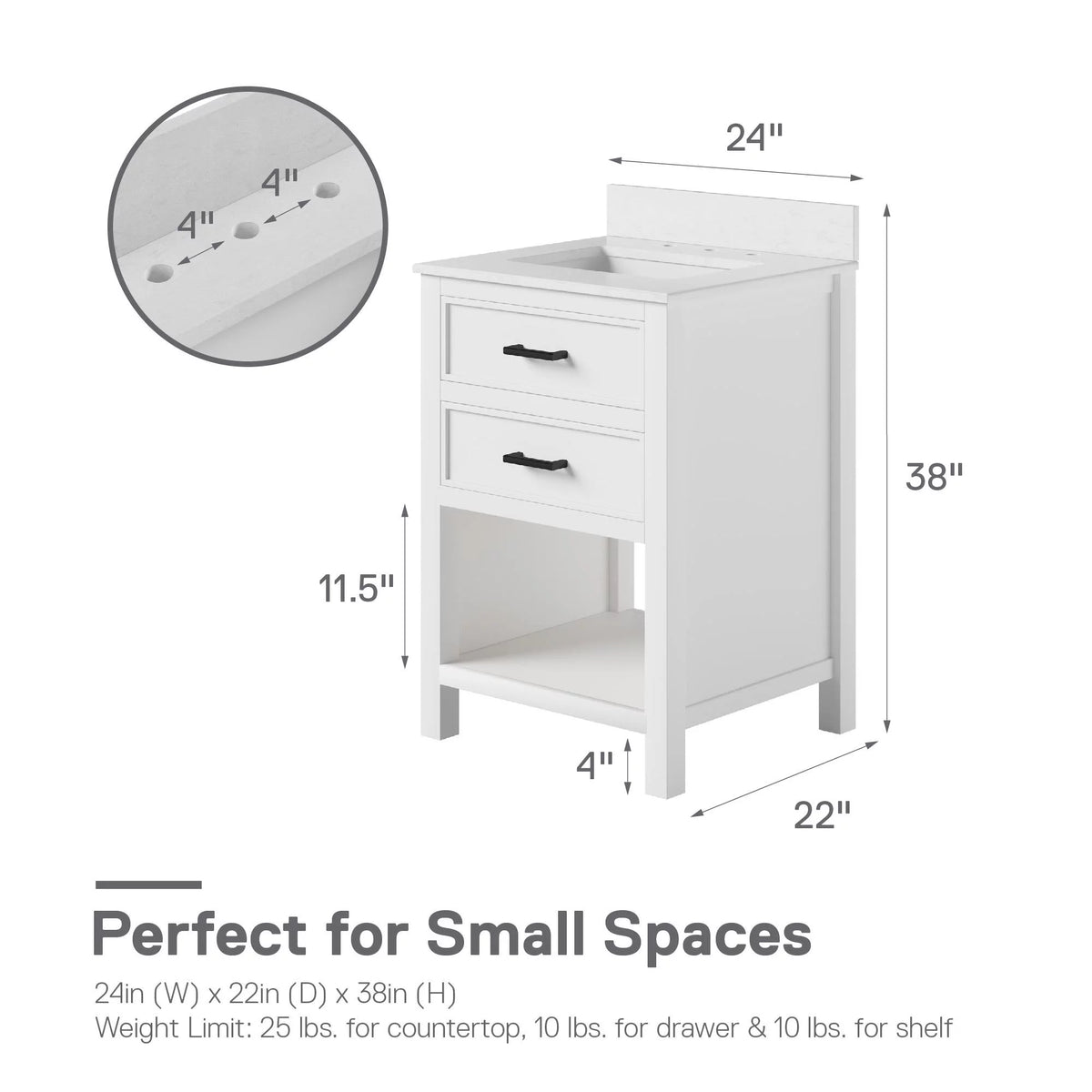 24 Inch Bathroom Vanity with Ceramic Sink X12194