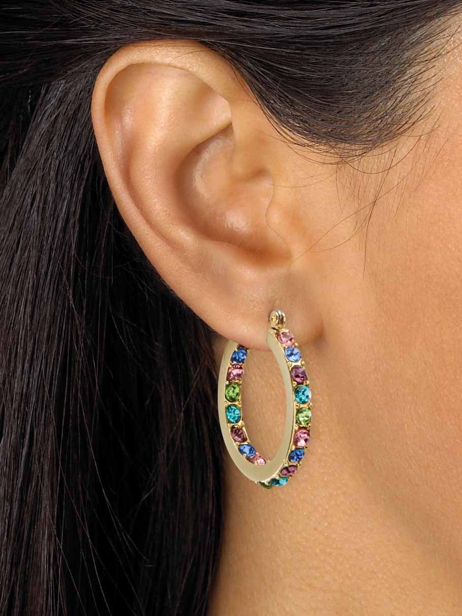 Multicolor Crystal Inside-Out Hoop Earrings G70154