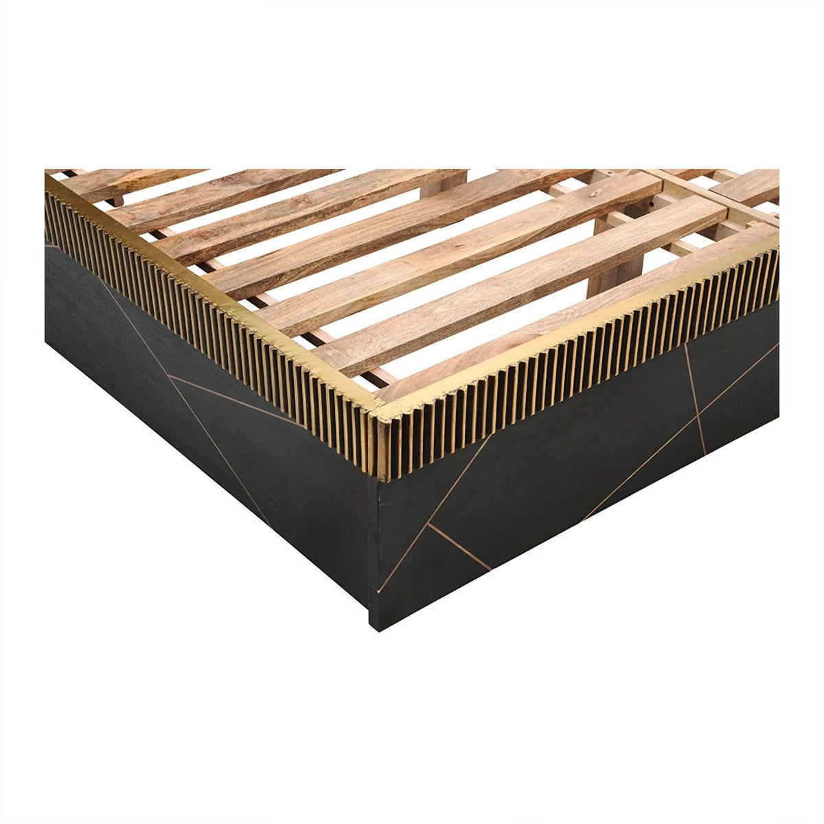 Queen Bed with Wood in Black/Gold M1354