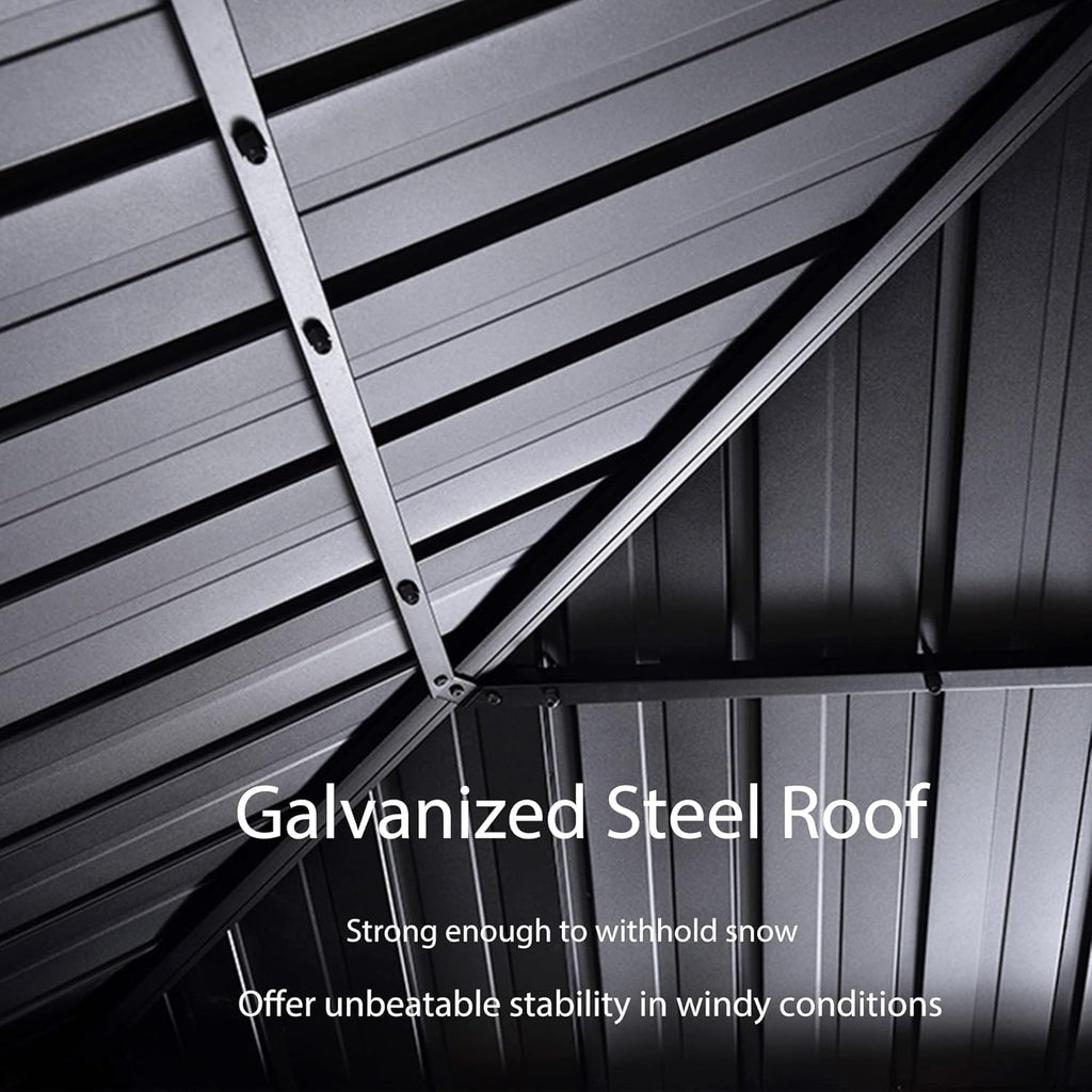 10' X 14' Galvanized Steel Double Roof Aluminum Frame Gazebo with Netting S5104