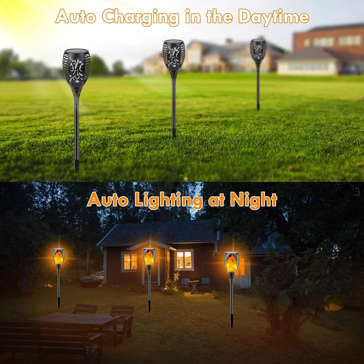 8-Pack Solar Flame Torch Waterproof Outdoor Lights O38485
