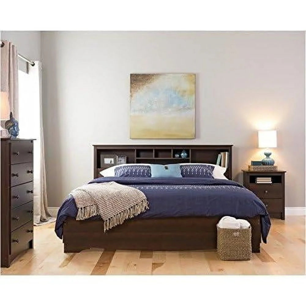 King Bookcase Headboard in Espresso Q25200