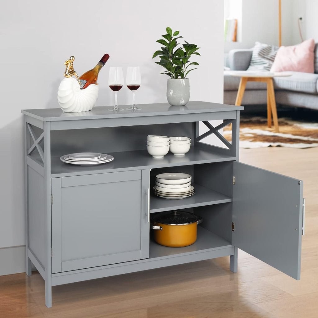 Ivory White Kitchen Sideboard Buffet Storage Cabinet with 2 Drawers S583567