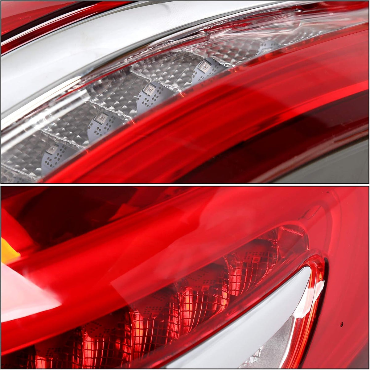 Outer Tail Light Compatible with 2017-2019 Ford Fusion Rear Brake Lamp Pair Red Lens Chrome housing B196