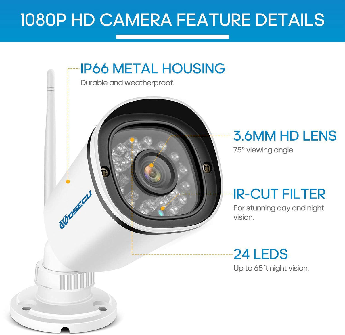 8CH Wireless Security Camera System 4PCS 1080p Outdoor WiFi Surveillance Camera with Night Vision J87092