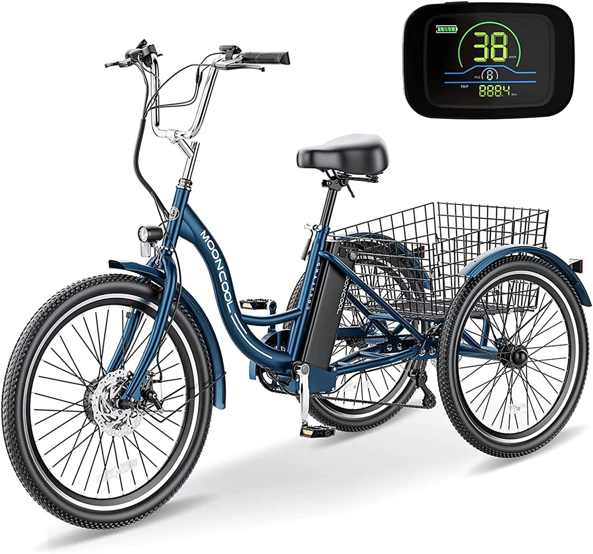 350W 36V 24 Inches 7 Speeds 3 Wheels Electric Tricycle P7654