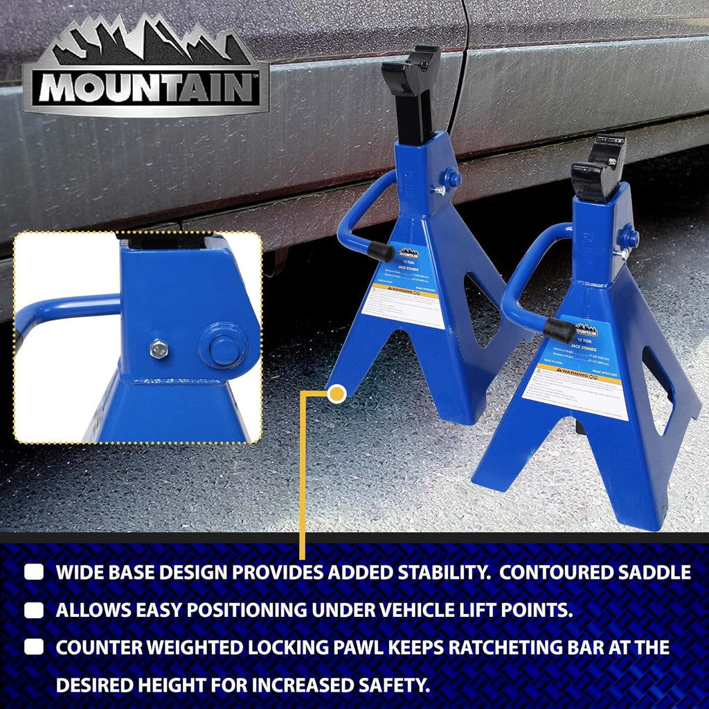 12 Ton Steel Jack Stands (Pair) J1940