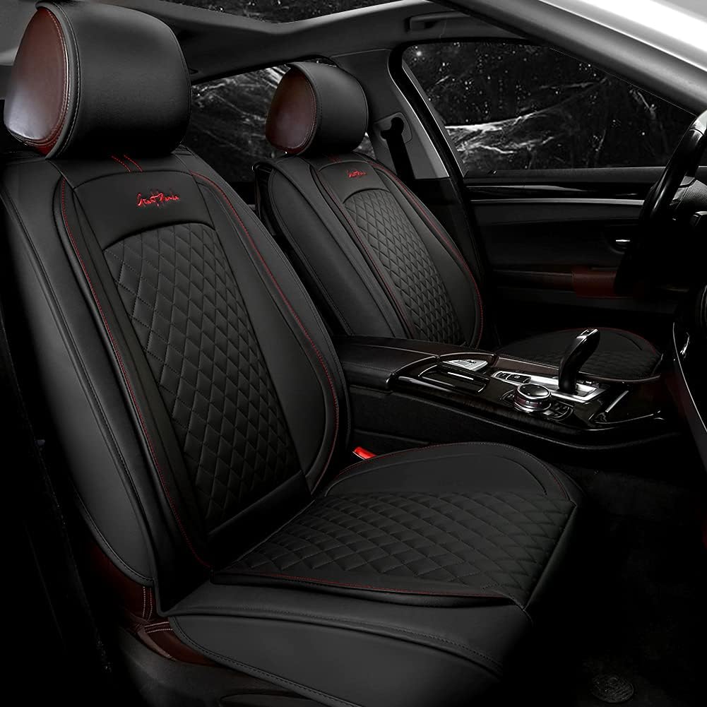 Gray and Black Faux Leather Car Seat Covers (1 Pair) C897