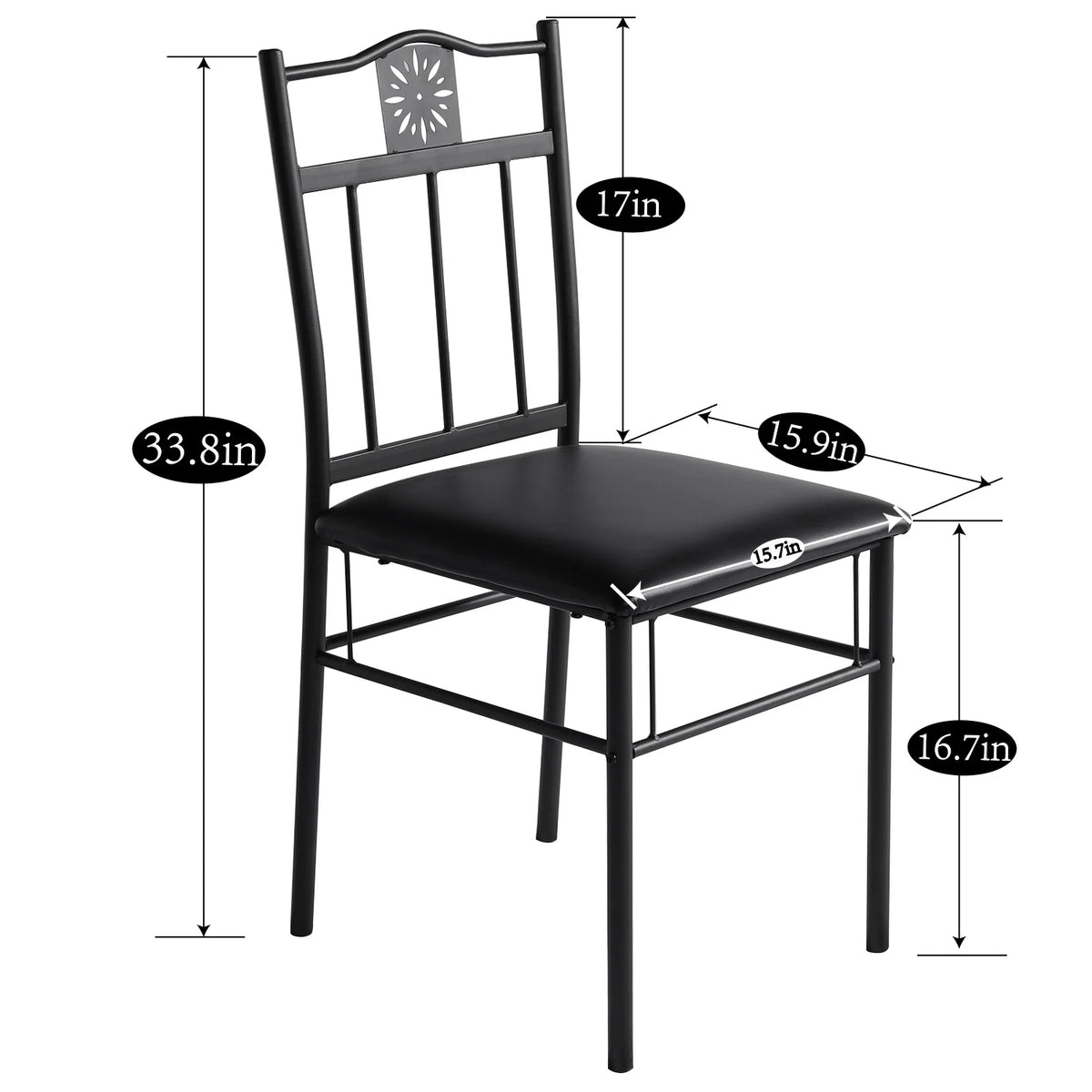3-Piece Wooden Dining Table Set with 2 Pu Cushion Chairs O272462