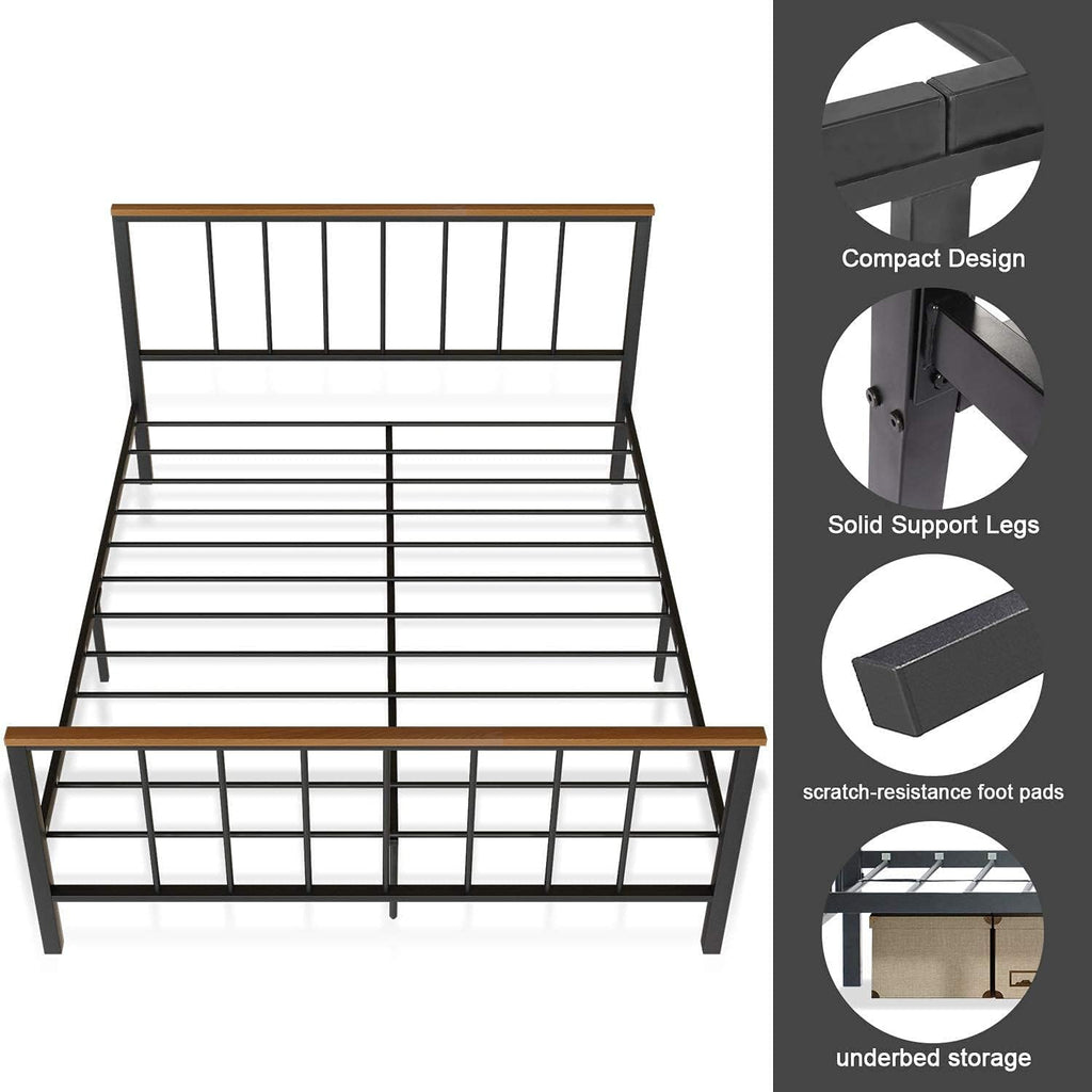 Metal Bed Frame with Headboard and Under Bed Storage W2969
