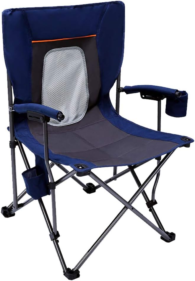 Blue Folding Camping Chair with Cup Holder W985162