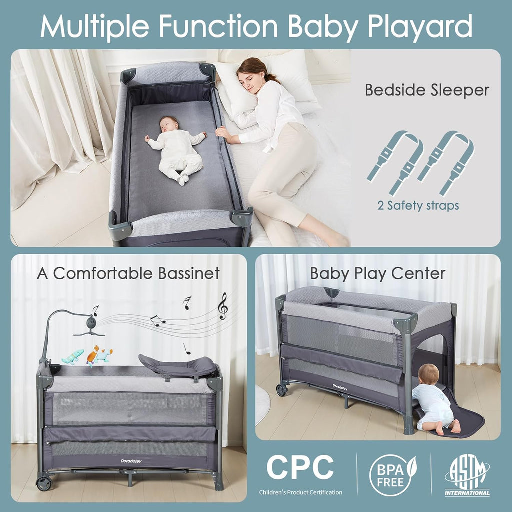 5 in 1 Pack and Play with Mattress, 3 Layers P736180