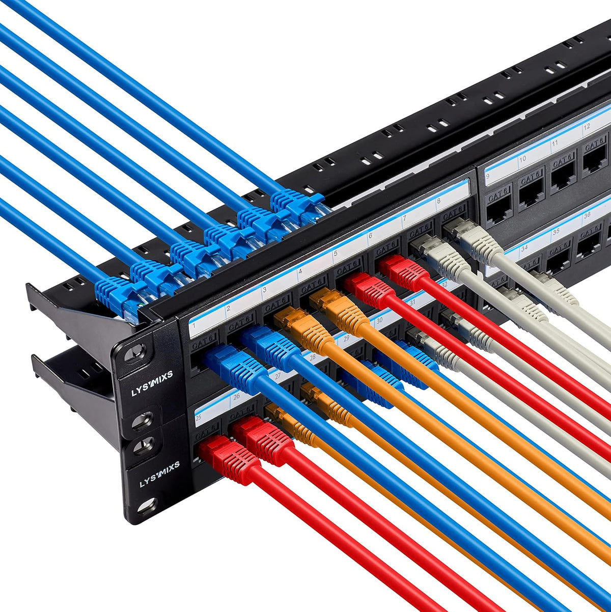 24 Port Cat6 Feed Through RJ45 Patch Panel T9453