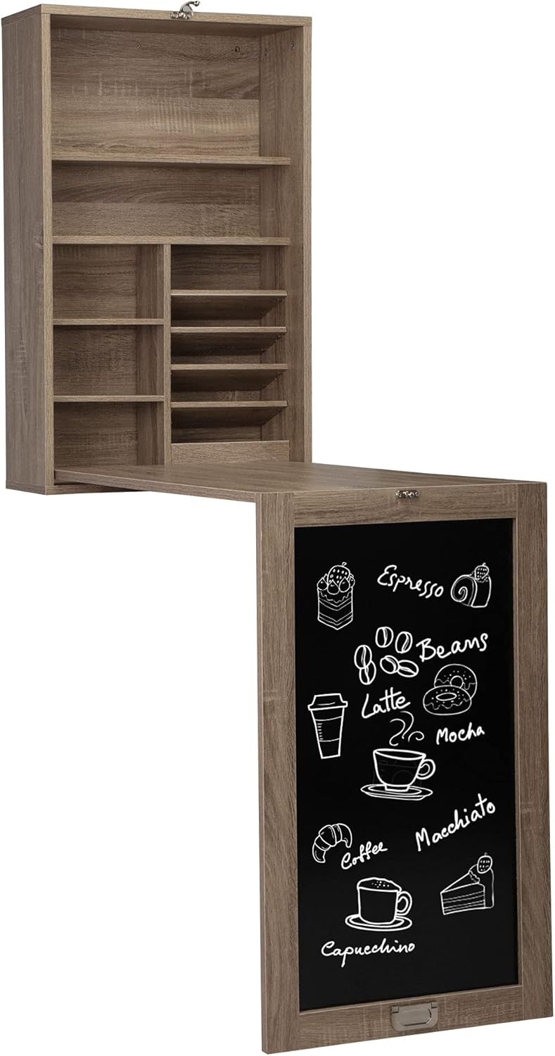 Wall Mounted Fold Down Desk with Storage Shelves E20900