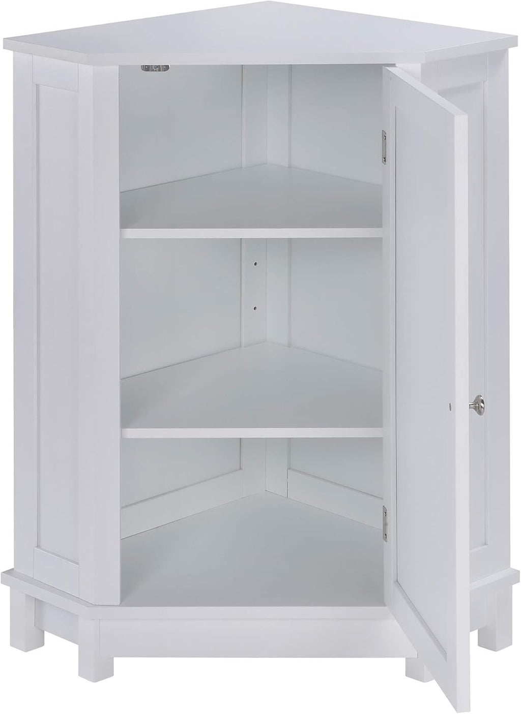 White Corner Cabinet Bathroom Floor Storage with Adjustable Shelves F38414