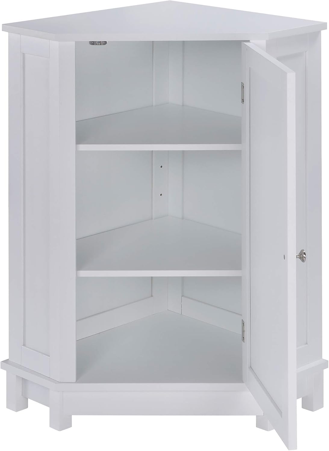 White Corner Cabinet Bathroom Floor Storage with Adjustable Shelves F38414