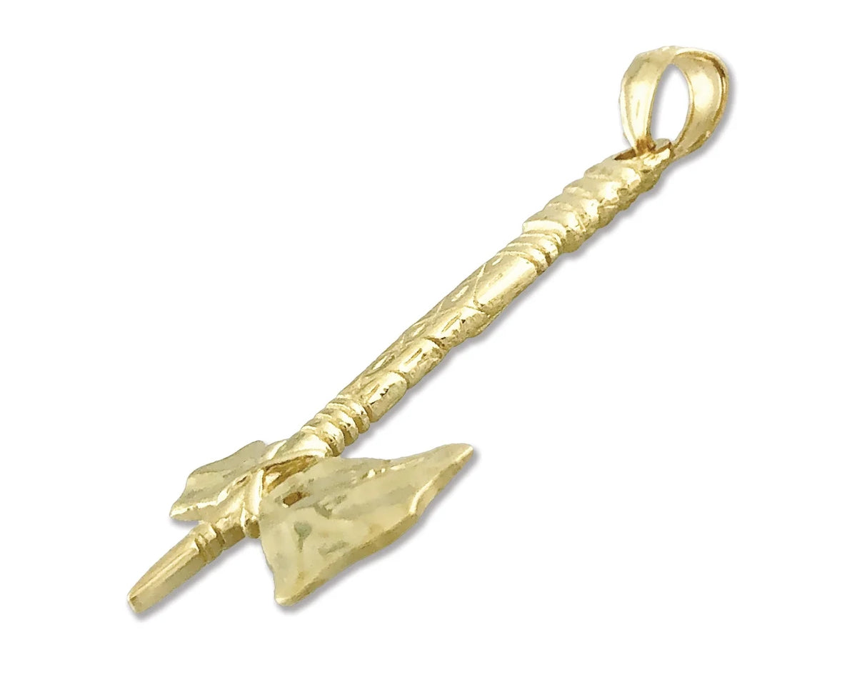 14K Gold 3D Tomahawk Pendant S294
