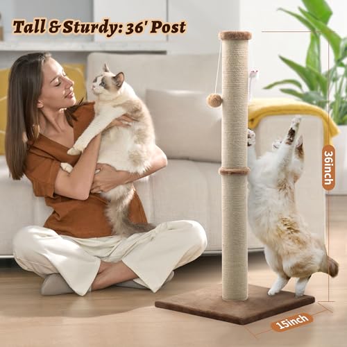 Gray 36 inch Cat Scratching Post with Sisal Rope Z61533