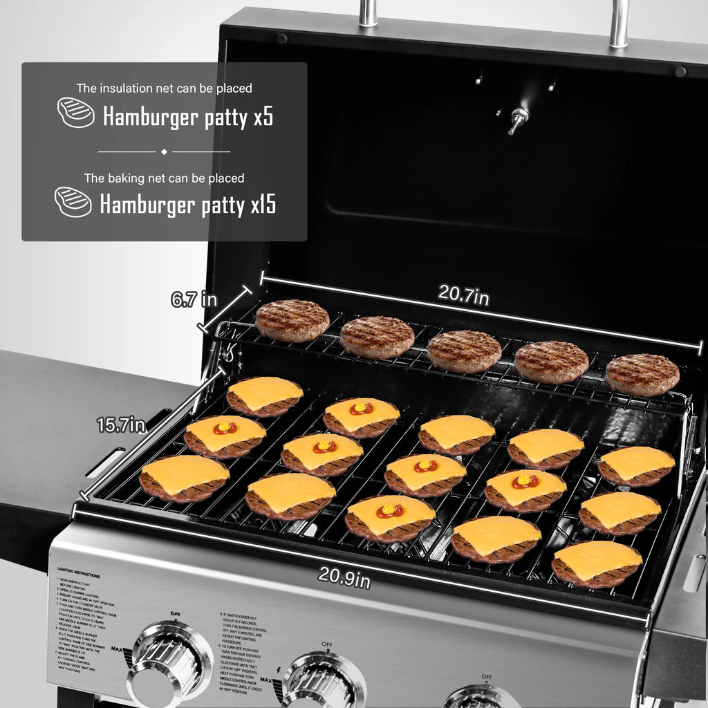 3 Burner Stainless Steel Propane Gas Grill P9466