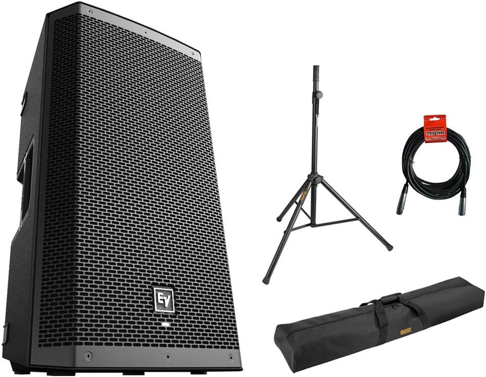 12 2-Way 1000W Bluetooth Powered Loudspeaker with Steel Speaker Stand, Stand Bag and XLR Cable S638010